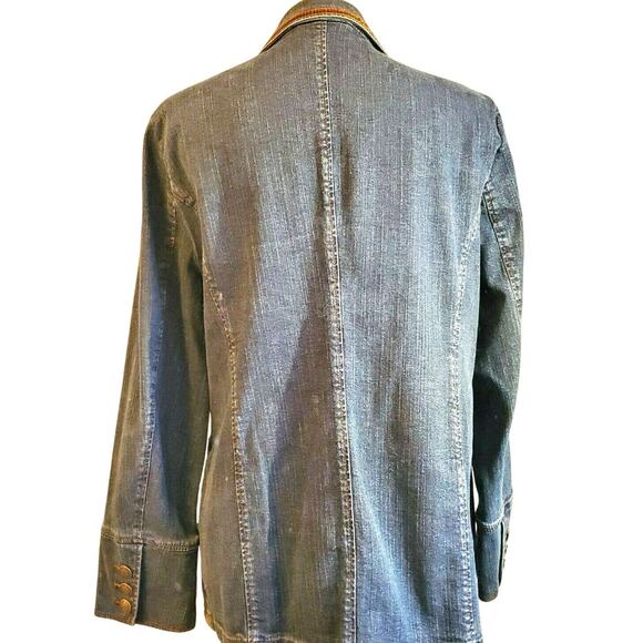 Carol's Denims Classic Jacket Velvet Trim Size 2XL Medallion Pocket Buttons - Picture 2 of 10